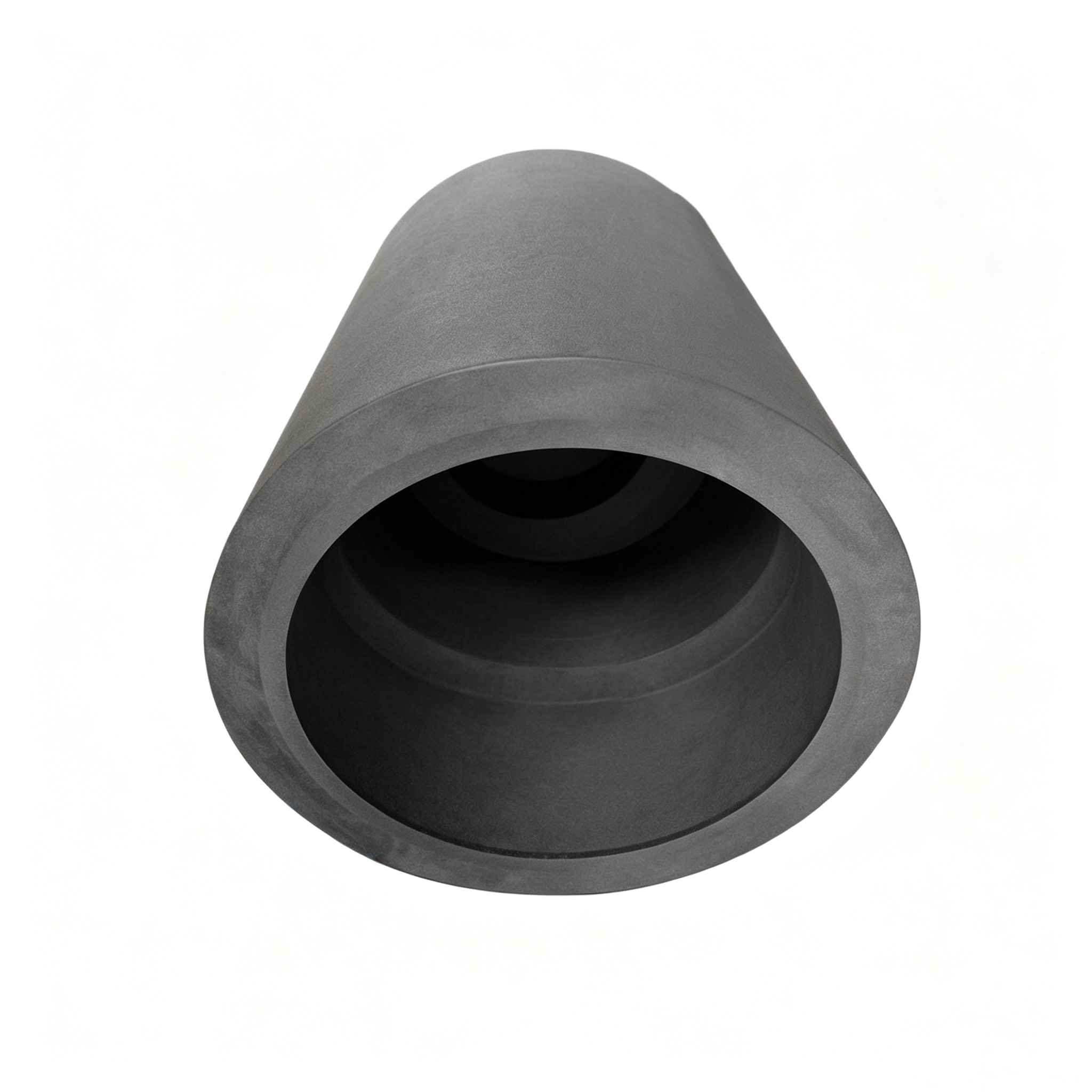 Crisol de grafito c&oacute;nico y c&oacute;nico, dise&ntilde;o de parte superior ancha y fondo estrecho para verter y desmoldar f&aacute;cilmente el metal, interior escalonado para un flujo controlado de metal fundido, forma de ingenier&iacute;a de precisi&oacute;n de carbono NHD