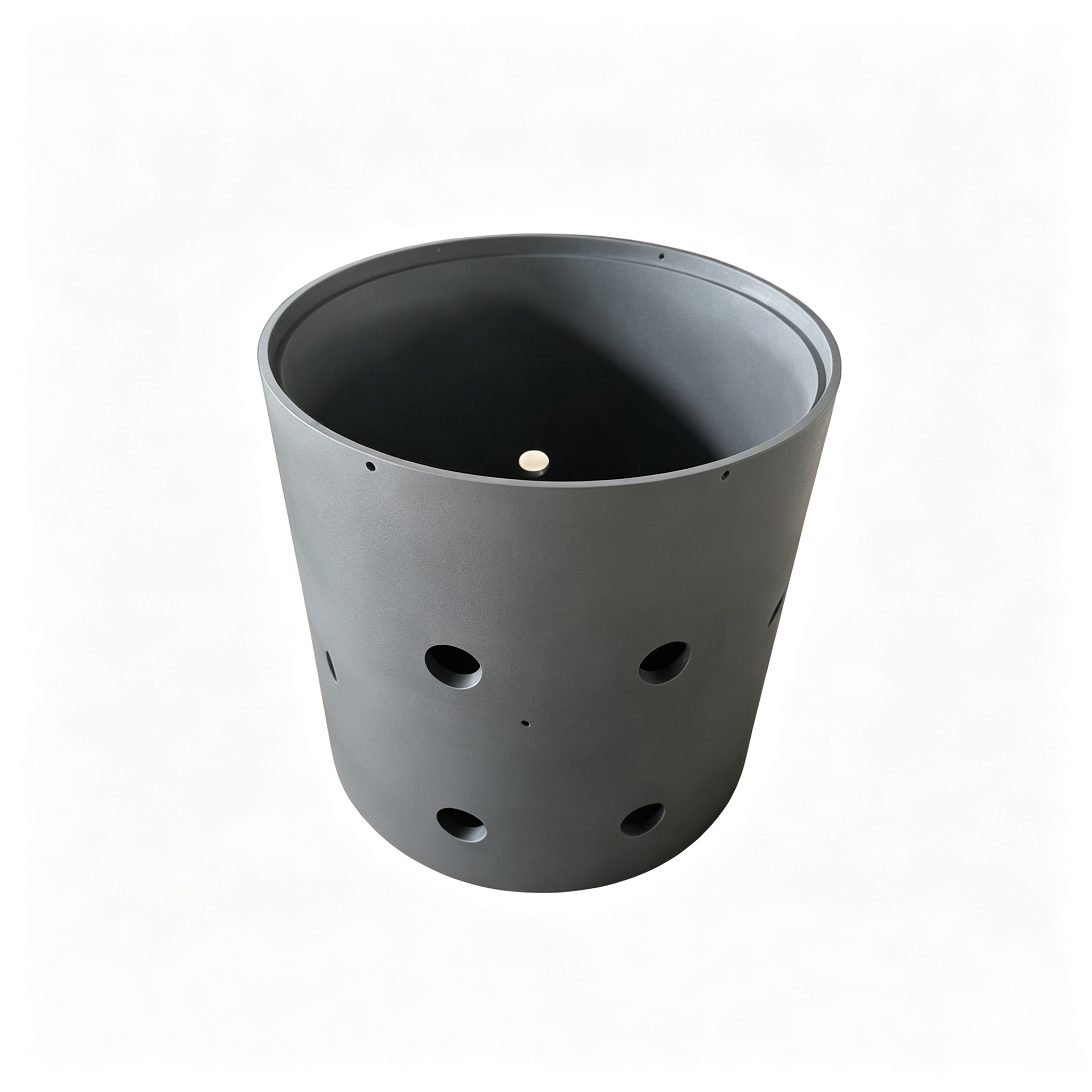 Crisol de grafito perforado con orificios de ventilaci&oacute;n laterales, recipiente de fundici&oacute;n industrial cil&iacute;ndrico para una distribuci&oacute;n uniforme del calor, orificios mecanizados personalizados para flujo de gas y eficiencia t&eacute;rmica, fabricante NHD Carbon de China