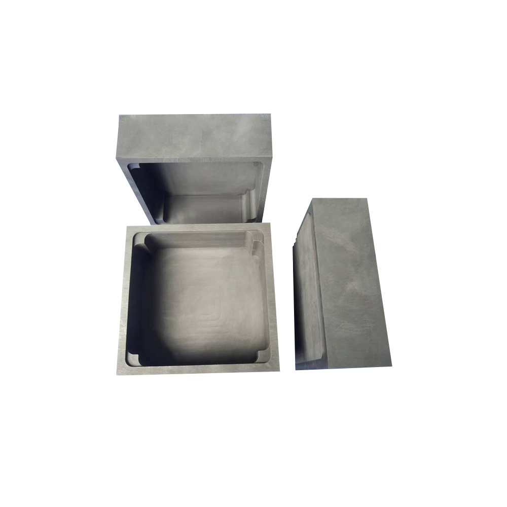 Juego de sagger de grafito de tres piezas que incluye caja exterior, bandeja de revestimiento interior y tapa plana para carga de polvo flexible en fundici&oacute;n de metales raros y sinterizaci&oacute;n de cer&aacute;mica.