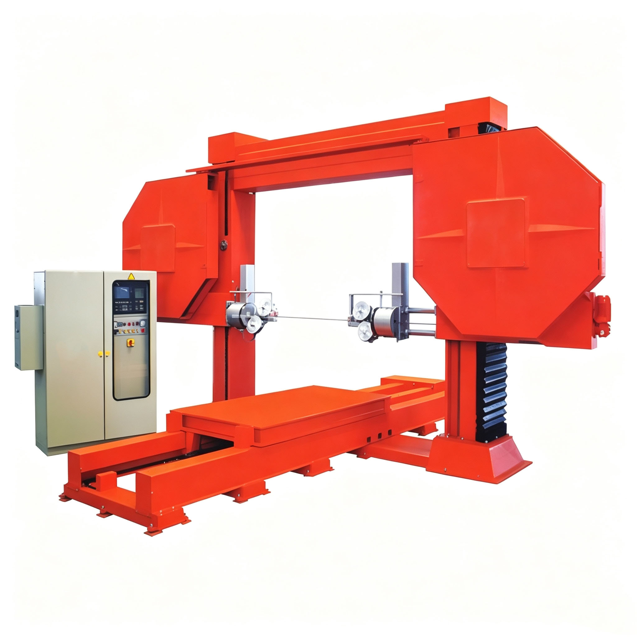 M&aacute;quina autom&aacute;tica de sierra de hilo diamantado de p&oacute;rtico CNC para corte de bloques de cantera de m&aacute;rmol y granito, combinada con cuentas de sierra de hilo de diamante sinterizadas mediante molde de grafito