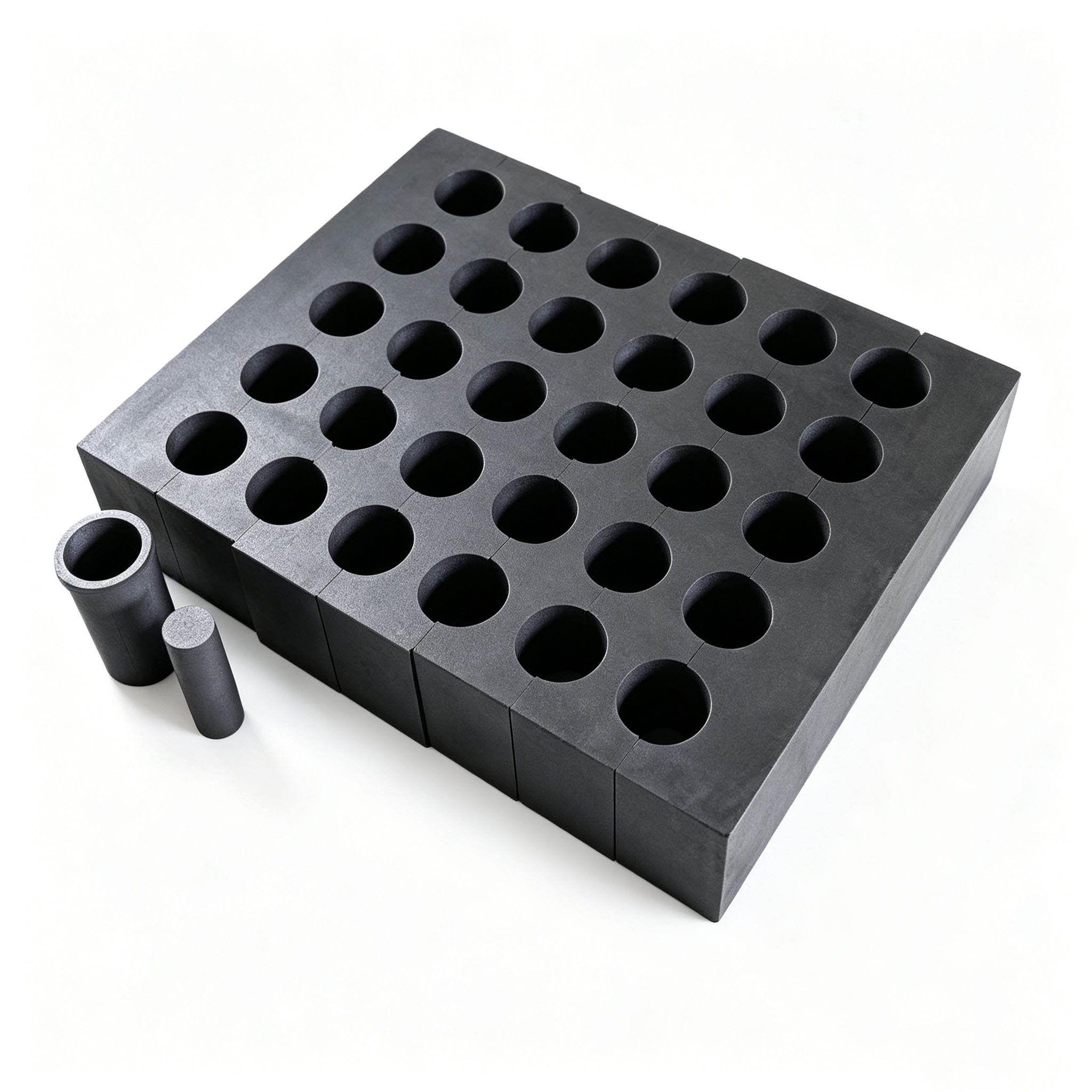 Juego de moldes de grafito de orificio redondo de matriz empalmada grande combinados con funda de grafito y punz&oacute;n s&oacute;lido, kit completo de accesorios para sinterizaci&oacute;n de cuentas de sierra con hilo de diamante